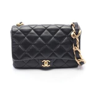 Chanel Flap Bag Matelasse Shoulder Leather Black